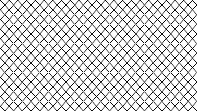 Thin black diamond grid pattern on white background. Minimalist geometric line art for modern texture and architectural background designs.