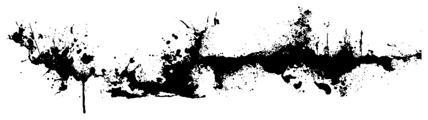 Obraz premium Abstract black ink splatter texture with messy drips and spots