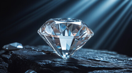Brilliant Diamond Crystal with Dramatic Light Rays