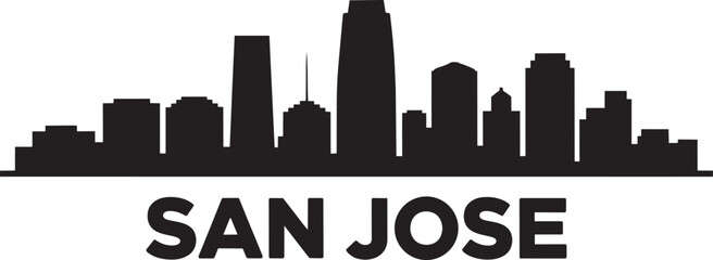 San jose california city skyline silhouette vector illustration with bold typography text element © Bakalia