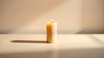 Unlit candle on table for Valentine editorial and lifestyle content