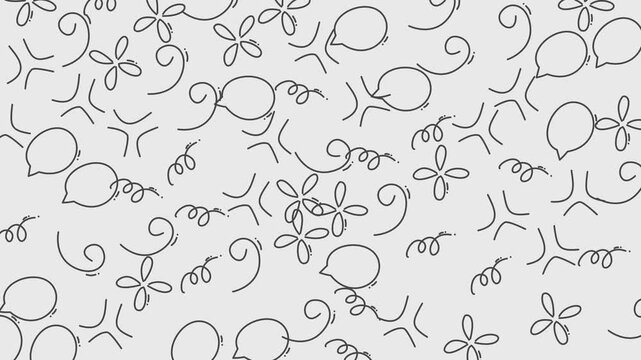 Assorted abstract shapes perfect for backgrounds, banners, and graphic design projects. Spirals, flowers, balloons, and angular marks featured.