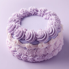 Purple Buttercream Flower Cake with Vintage Ruffle Decoration