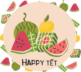 Vietnamese new year traditional spring festival Vector Design Illustration for banner, poster, greeting card, Print, Design Element, invitation, template, advertising, campaign, and social media