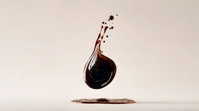 Dark chocolate liquid drop splashing