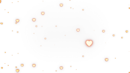 Orange heart shapes floating and glowing, representing love and romance