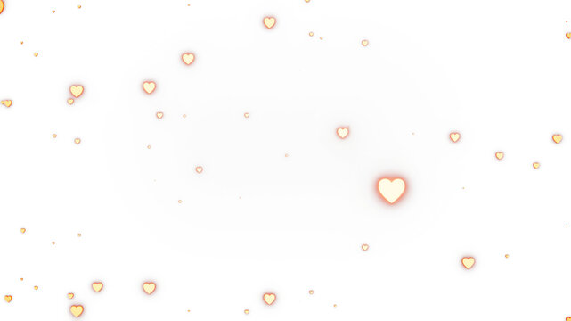 Orange heart shapes floating and glowing, representing love and romance