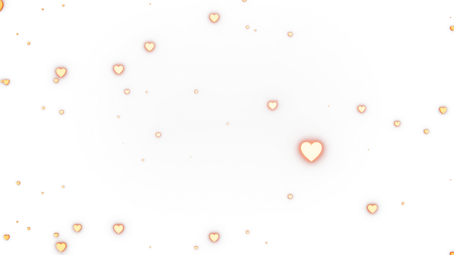 Orange heart shapes floating and glowing, representing love and romance - Powered by Adobe