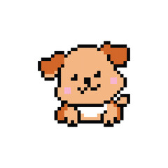 Fototapeta premium Cute dog character pixel art illustration drawing design