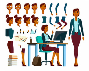Businesswoman character set for modern office presentations