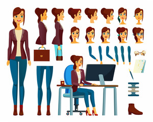 Businesswoman character set for modern office presentations and projects
