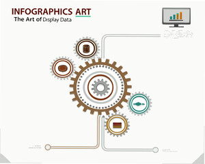 Infographic art showcasing the art of display data with gears