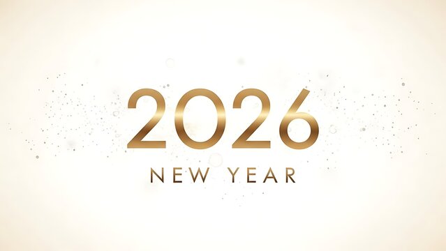 Happy new year 2026 greeting card with gold text