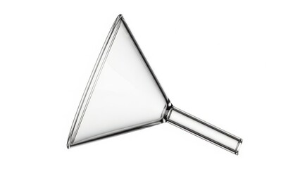 Clear Glass Funnel Isolated on White Background for Laboratory or Kitchen Use.