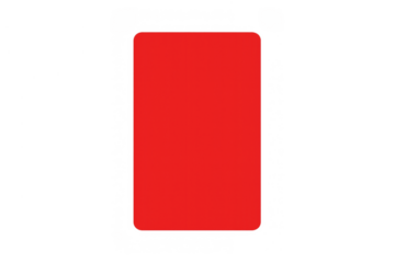 Red card icon for soccer or football showing a foul, penalty, or ejection offense graphic on transparent background