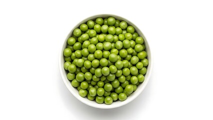 Fresh green peas in a white bowl
