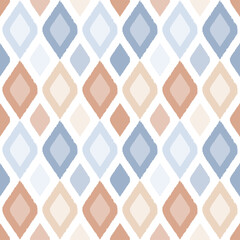 Argyle Diamond Seamless Pattern. Earth Tones Grunge Texture, Abstract Brush Strokes Vector Background