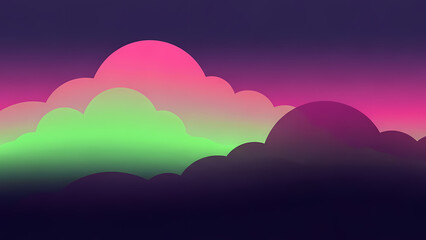 A vibrant and serene digital illustration of a sunset behind clouds