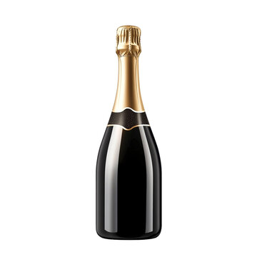 Champagnerflasche, freigestellt vor transparentem Hintergrund, Generative AI