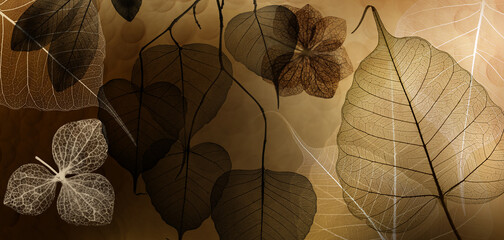 Leaf with veins and cells macro photography