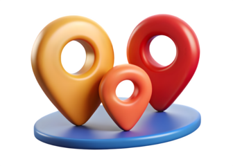 Featured 3D render of a glowing location pin icon