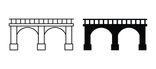 Bridge Vector Icon for Transportation Design, Infrastructure Illustration, City Architecture, Urban Landscape Graphics, Travel Symbols. isolated on white background.