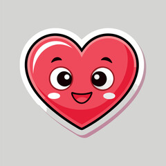 Happy Kawaii Heart Character in Flat Vector Style