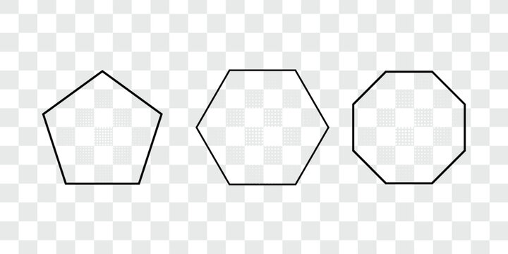 Pentagon, hexagon, octagon icons. Vector geometry of pentagonal, hexagon, octagonal polygons. modern illustration.