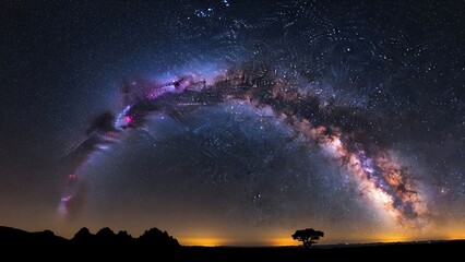 Milky Way Galaxy Night Sky Landscape.