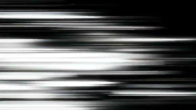 Abstract blurry black and white horizontal lines moving fast in a streaky motion effect