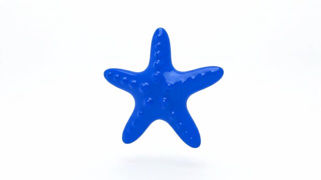 Abstract motion graphic seamless loop featuring a stylized blue five-pointed starfish gently pulsing and floating in a sterile white void pulsing, simple, sterile white void