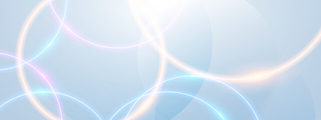 Abstract Grey Background with Glowing Neon Light Lines &ndash; Soft Gradient Curves, Futuristic Luminous Wave Pattern for Background, Banner and Advertising Design, Modern Digital Illustration