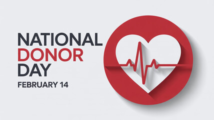 National Donor Day February 14 Heart Awareness Banner for Organ Donation Campaigns, Healthcare Charity Events and Medical Life Saving Advocacy