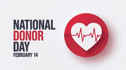 National Donor Day February 14 Heart Awareness Banner for Organ Donation Campaigns, Healthcare Charity Events and Medical Life Saving Advocacy