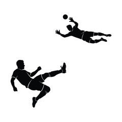Soccer Goalkeeper Save, Football Diving Silhouette