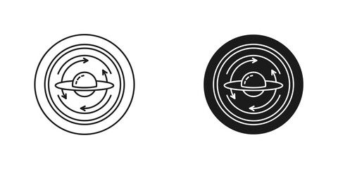 Black and white circular of planetary motion with arrows © ICON  WAREHOUSE