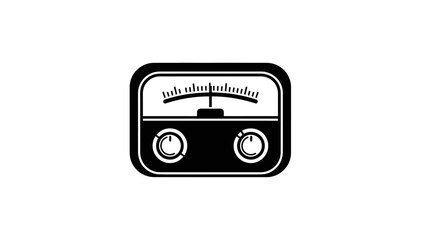 Black Audio Tuner or Radio Amplifier Icon on an Isolated White Background.