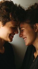  couple laughing, bright daylight, urban lifestyle fashion feel