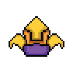 Obraz premium Pixel art level up emblem game asset illustration