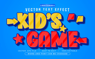 Kid's Game 3D editable text effect style - Premium Vector