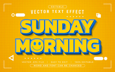 Sunday Morning 3D editable text effect style - Premium Vector