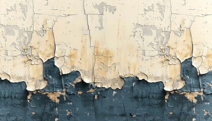 Obraz premium Peeling paint texture revealing aged layers of color and deterioration on a weathered wall
