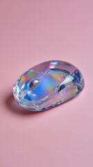 Mouse in gelatin mold with tidy notepad on pastel wall