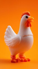 Rubber chicken with whistle on orange abstract background