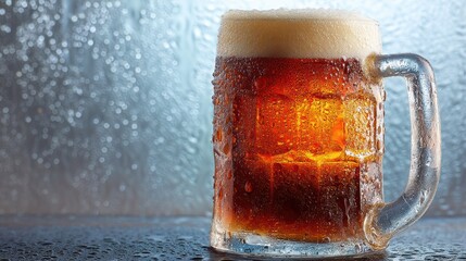 amber lager mug thick handle frosty finish icy glow