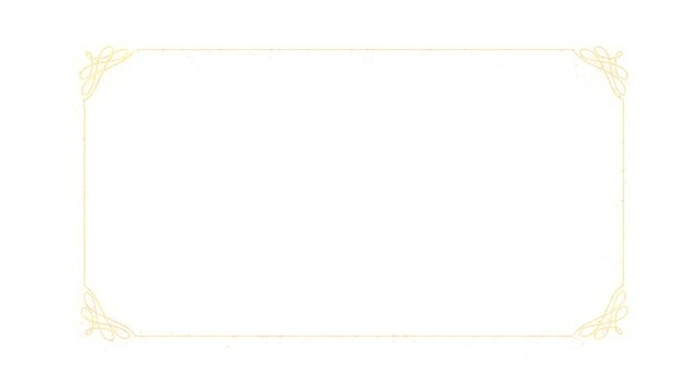 VINTAGE gold frame border ornament cinematic elegant decoration animation loop on transparent background.