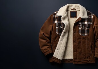 Levi's Brown Corduroy Trucker Jacket: Plaid Yoke Shearling Lined Menswear for Cozy Fall Outfits