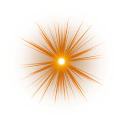 Vibrant orange starburst effect isolated on transparent background
