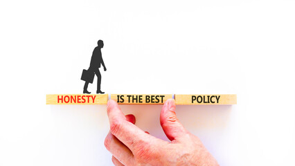 Honesty is the best policy symbol. Concept words Honesty is the best policy on beautiful wooden blocks. Beautiful white background. Business honesty is the best policy concept. Copy space.