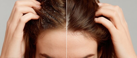 Scalp transformation: Revealing a stark contrast, an individual’s scalp undergoes a dramatic transformation. This image highlights the impact of effective treatment.